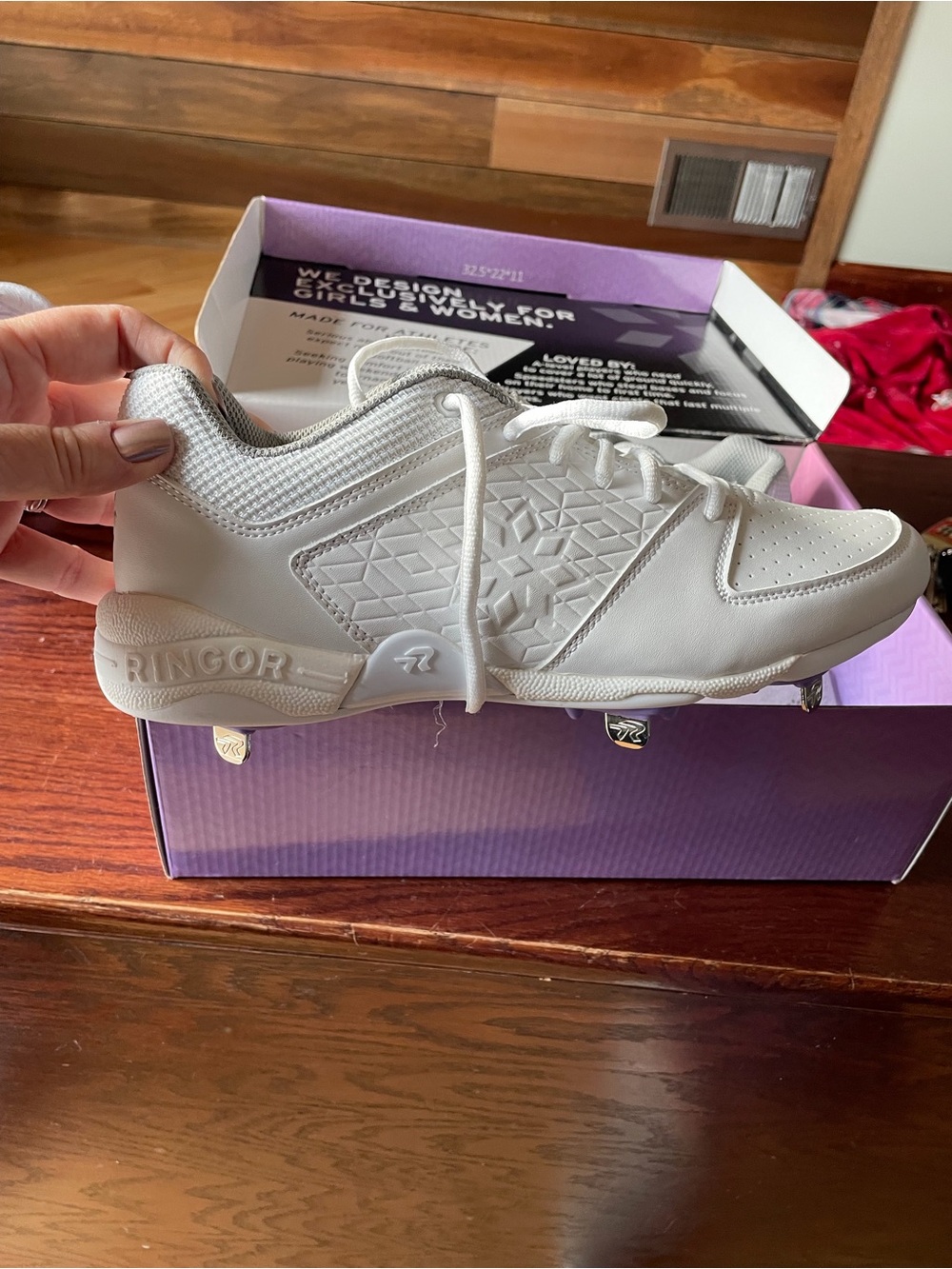 All-White Rincor Softball Cleats